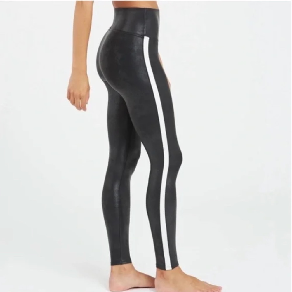 SPANX Faux Leather Side Stripe Leggings XS/TP - Picture 2 of 11